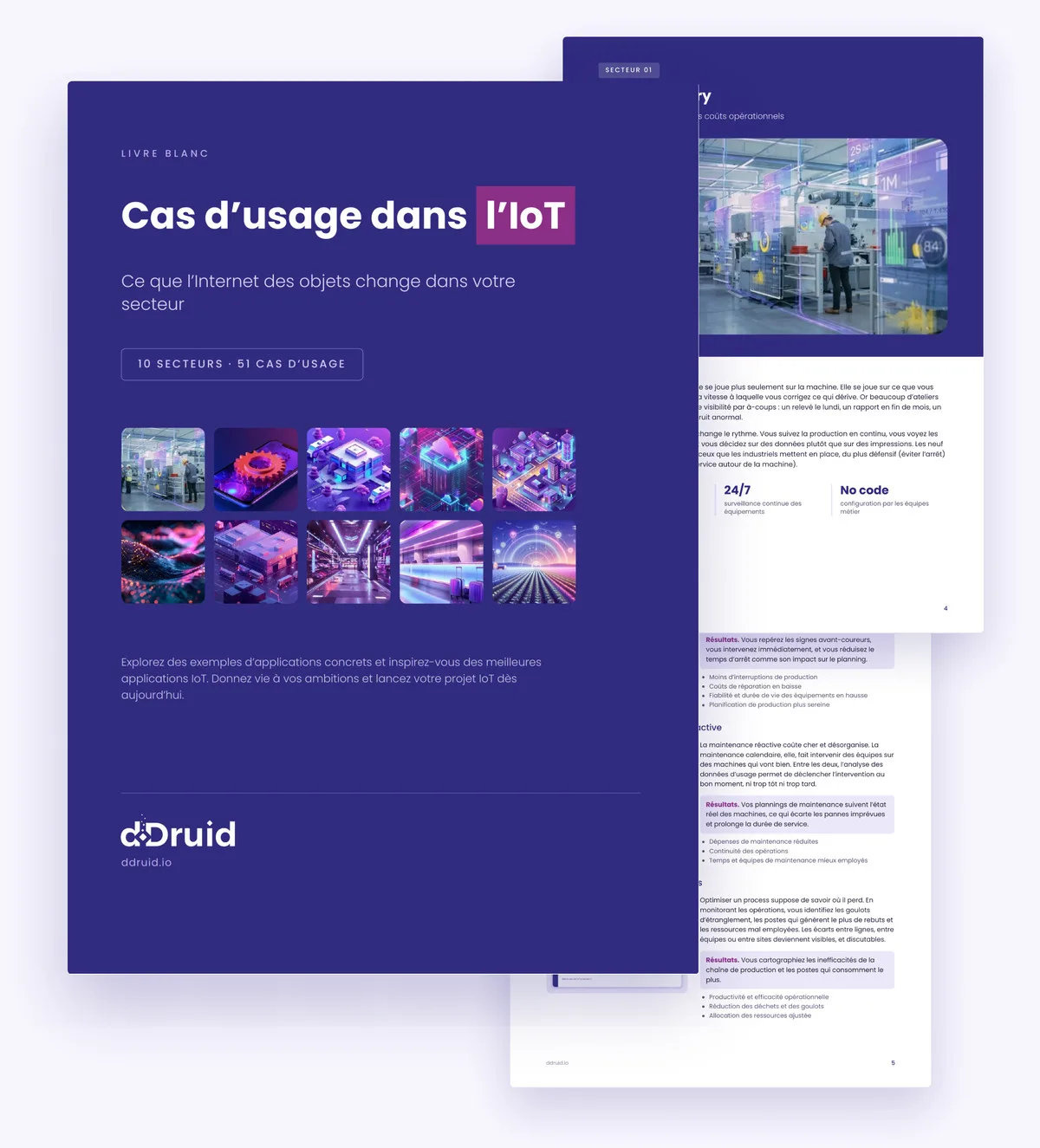 Couverture du livre blanc de dDruid qui présente les cas d'usages IoT dans 10 secteurs de référence
