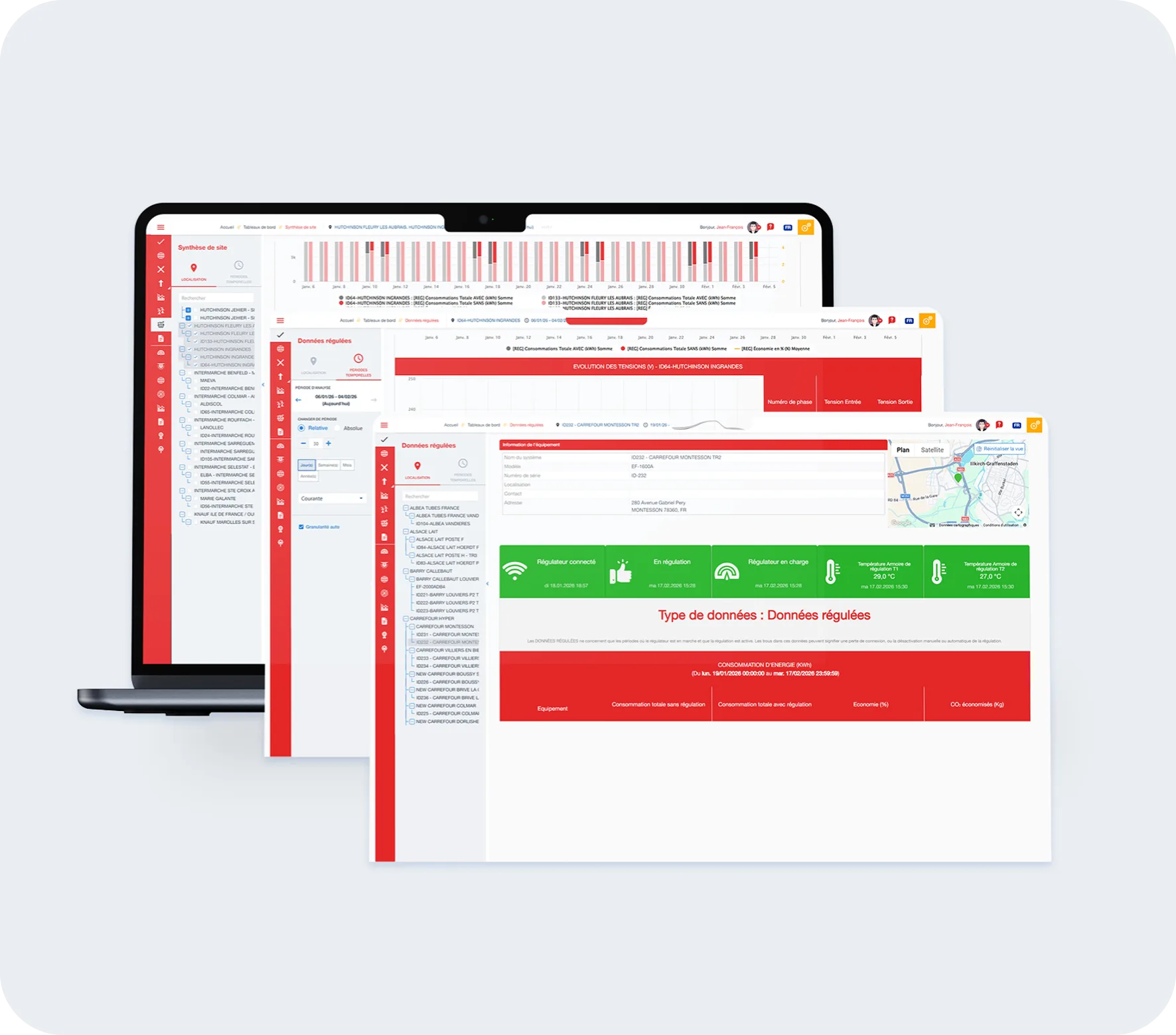 personnalisation-interface-iot Exemples d'interfaces web dDruid personnalisées aux couleurs d'une marque cliente pour la supervision de données IoT.