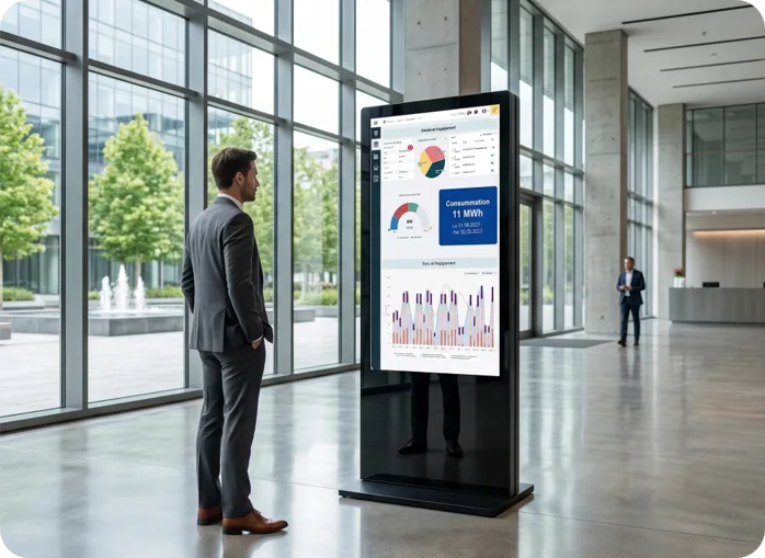 totem-dashboard-iot Exemple d'écran de diffusion public de type totem pour les dashboards IoT dDruid